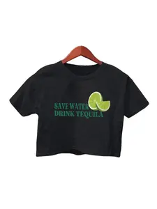Women's Letter Print Round Neck Crop Tee, Casual Short Sleeve Crew Neck T-shirt for Summer, Fashion Women's Top for Daily Wear