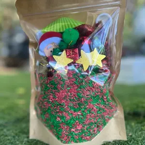 Christmas Sensory Bin Filler Merry Christmas Colored Rice Play Kit for Kids Interactive Learning Hand Eye Coordination Development Pack Colorful Set Mugs Festive Mix-ins Tool Decor