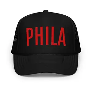 Phila Philadelphia North Philly Hat Foam Trucker Hat 100% Polyester High-Quality Adjustable Snap Breathable Mesh Back Structured 5-Panel Cap