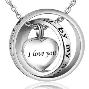 316L Stainless Steel Engraved "No Longer By My Side, Forever In My Heart" Cremation Ashes Heart Urn - FAST SHIPPING!
