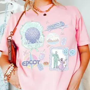 Comfort Colors/Gildan Vintage Epcot Shirt, Epcot World Tour T-Shirt, Walt Pigment Tee, Family Trip [Adult - Youth - Toddler]