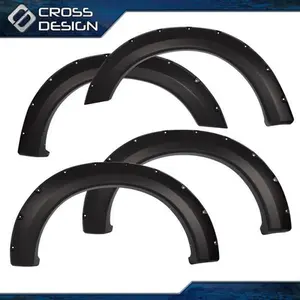 CROSSDESIGN Fit For 2004-08 F150 Styleside Offroad Black Pocket Rivet Bolt On Fender Flares