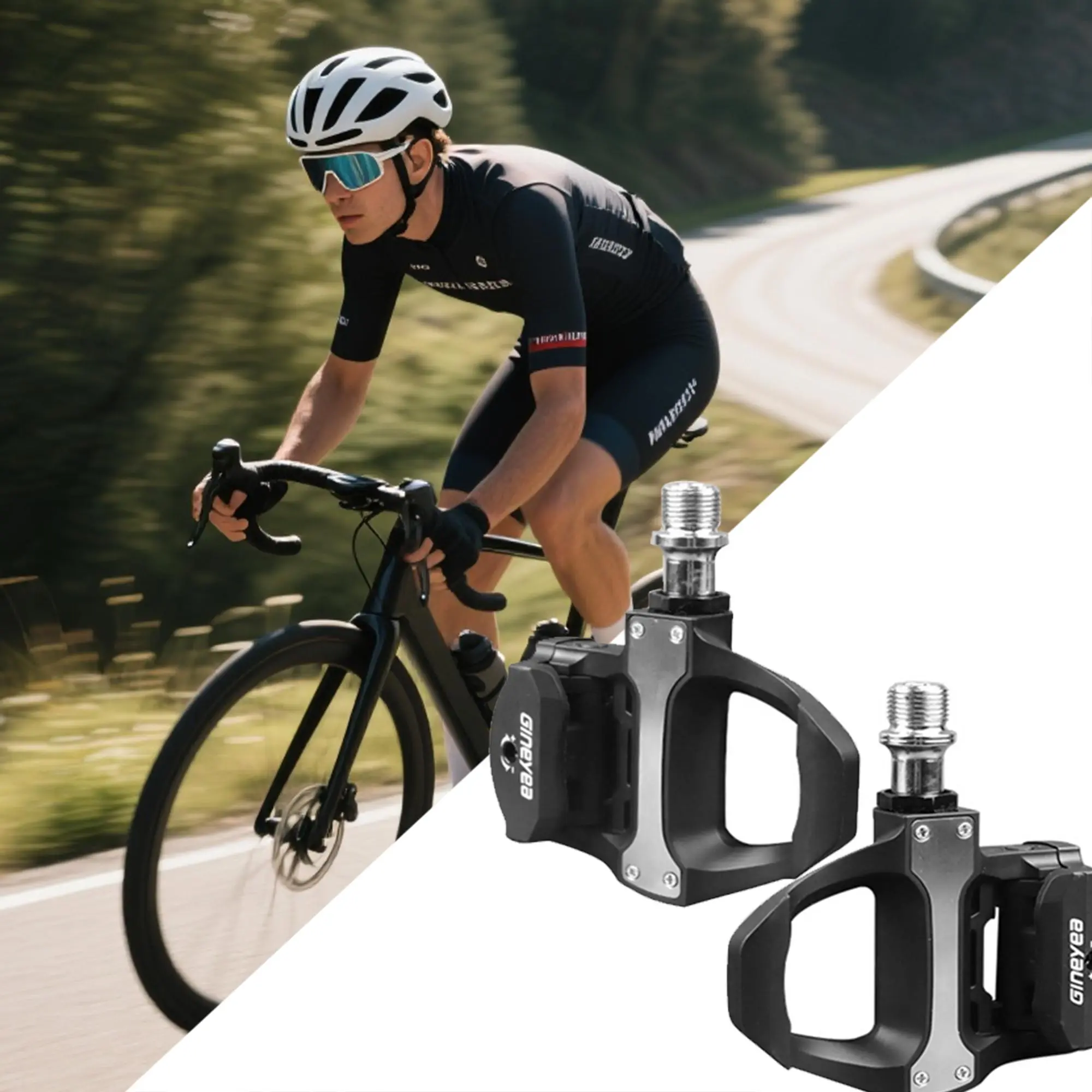 Gineyea Road Bike Clip Pedals, SPD Clipless Road MTB Cycling Pedals with Cleat Compatible with SPD-SL