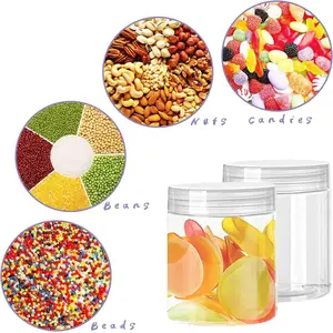 20 Pack 4oz Clear Plastic Jars with Lids,Wide-Mouth Refillable Storage Containers,Empty Round Containers for Candy,Beads,Lotion,Slime Making and Food Storage