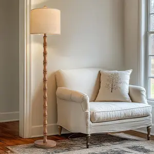 62" Rustic Floor Lamp for Living Room, Retro Farmhouse Floor Lamp Rotary Switch, Resin Standing Lamp for Living Room, Corner, Dining Room, Bedroom, House