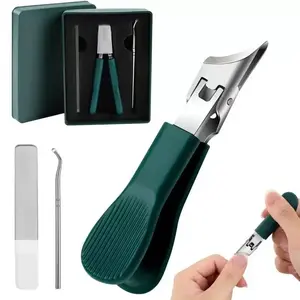 3Pcs Stainless Steel Oblique Pointed Toenail Clipper Nails Kit Set - German Precision Nipper, Ultra-Fine Curved Smooth Blade, Non-Slip Handle, Manicure Care Tool for Ingrown Nails, Adults
