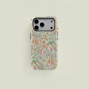Paisley Watercolor Floral Dual Layer Case, Durable Two-In-One Protection,phone Case Suitable for Iphone 11/12/13/14/15/16/17 Pro Promax Plus Air and Samsung S22/S23/S24/S25 Plus Ultra Fe,Stylish Couple Phone Cover Gift