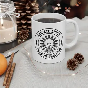 Radiant Light Ceramic Mug - 11oz & 15oz - Elegant Design for Home or Office Use