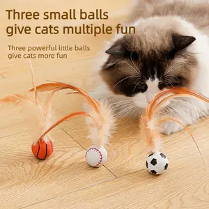 Cat Bounce Toy 3PCS, Interactive Basketball Football for Kitten & Adult Cats, Bite Resistant Automatic Bounce Play, Indoor Exercise & Enrichment Toy