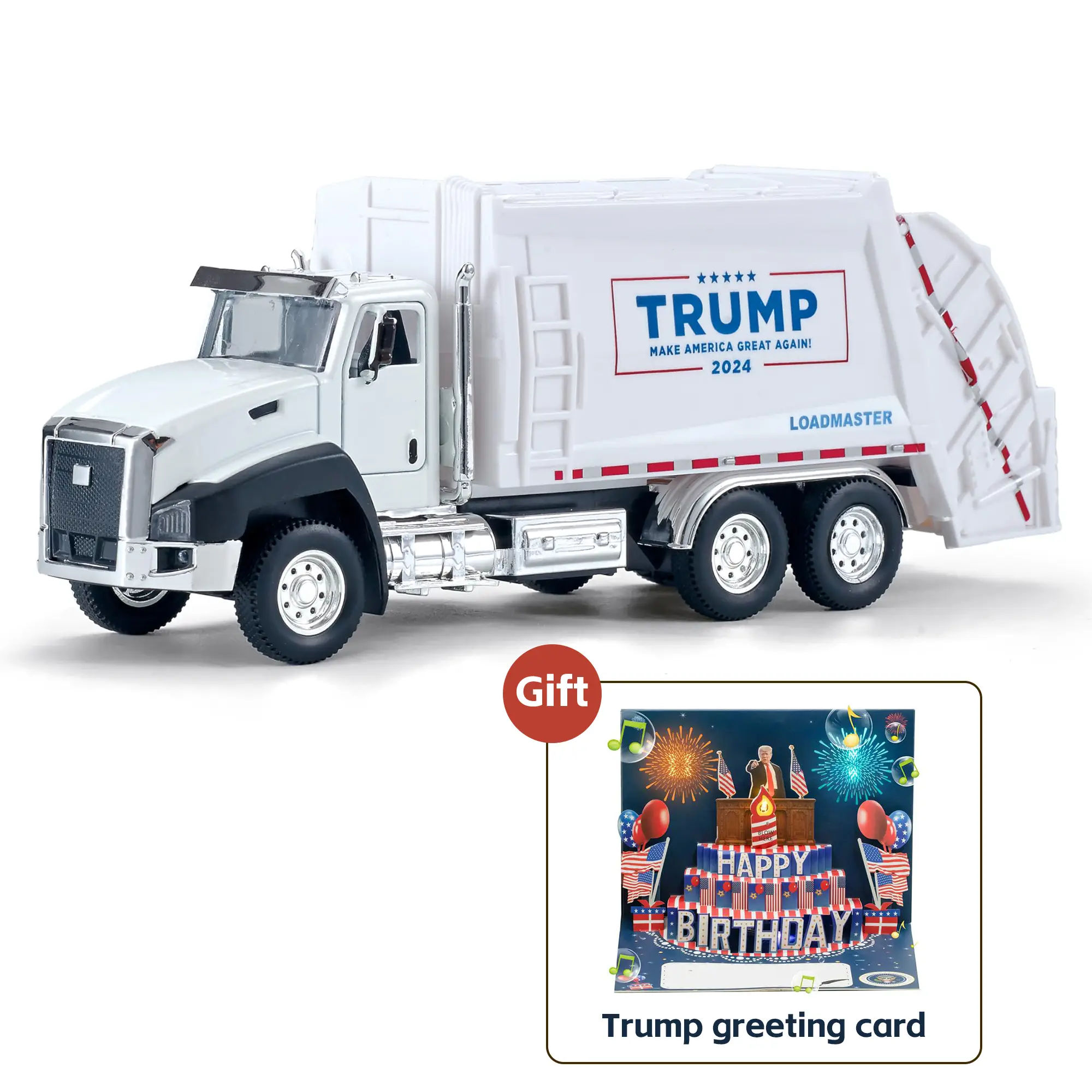 Comes with a Greeting Card | Real-Voice Truck Toy | Garbage Truck Collectible | 1:50 Scale Pull-Back Metal Model Car, Perfect Gift for Collectors​