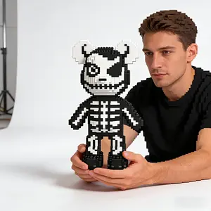 Skull Bear 3D Animal Puzzle Building Blocks Decoration, Bookshelf Home Office Cabinet Decor, Party Living Room TV Stand Display, Ideal Gift