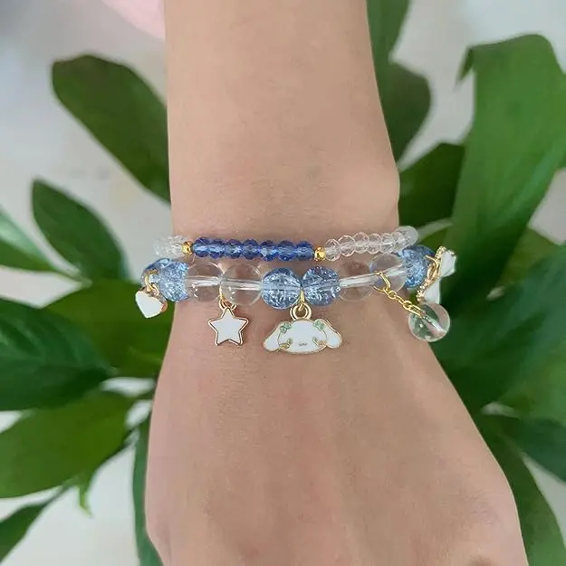 Crystal Bead Bracelet for Women - Matching Beaded Bracelet for Best Friend, Kawaii Crystal Beads Anime Relationship Matching Bracelet for Best Bracelets