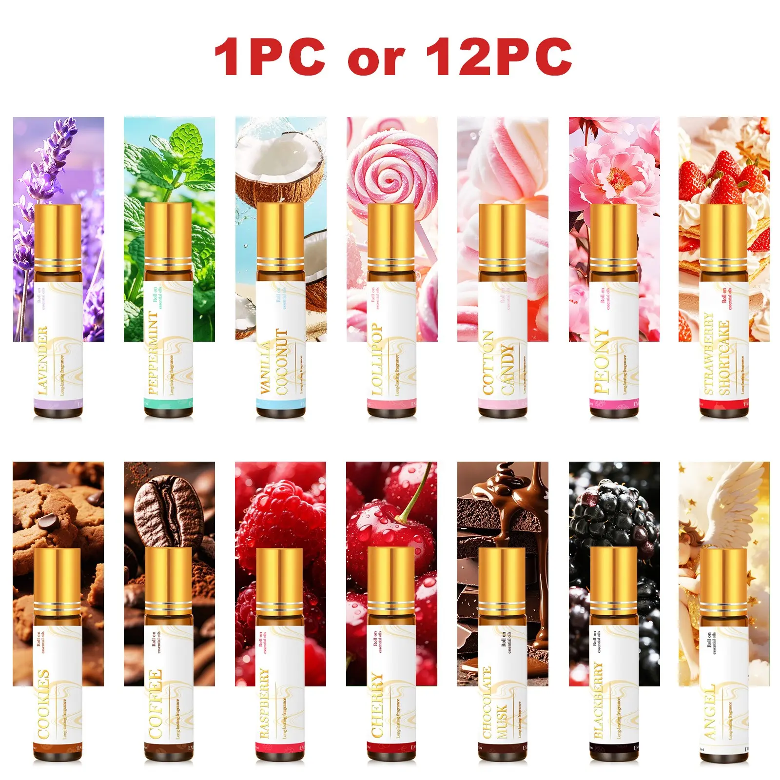 10ML Rollerball Massage Oil, Roll On Oil, Essential Oils Blend for Aromatherapy, Relaxing Scented Body Care, Fragrant Body Oil, Fragrance Body Oil, Perfect Gift for Stress Relief & Wellness