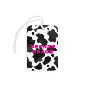 Personalized Cow Print Luggage Tags, Cute Travel Accessories, Custom Name Tags, Travel Gift, Cow Print Travel Accessories