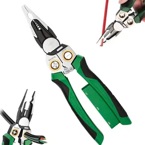 SEESE 8 in 1 Wire Stripper Twister for Cutting and Pulling Wires, Cable Scissors,Voltage Tester Pliers, 12V to 250V Live,Null,Hot Wire Judgment AC DC, Audible and Flashing LED Alarms, Hand Tools