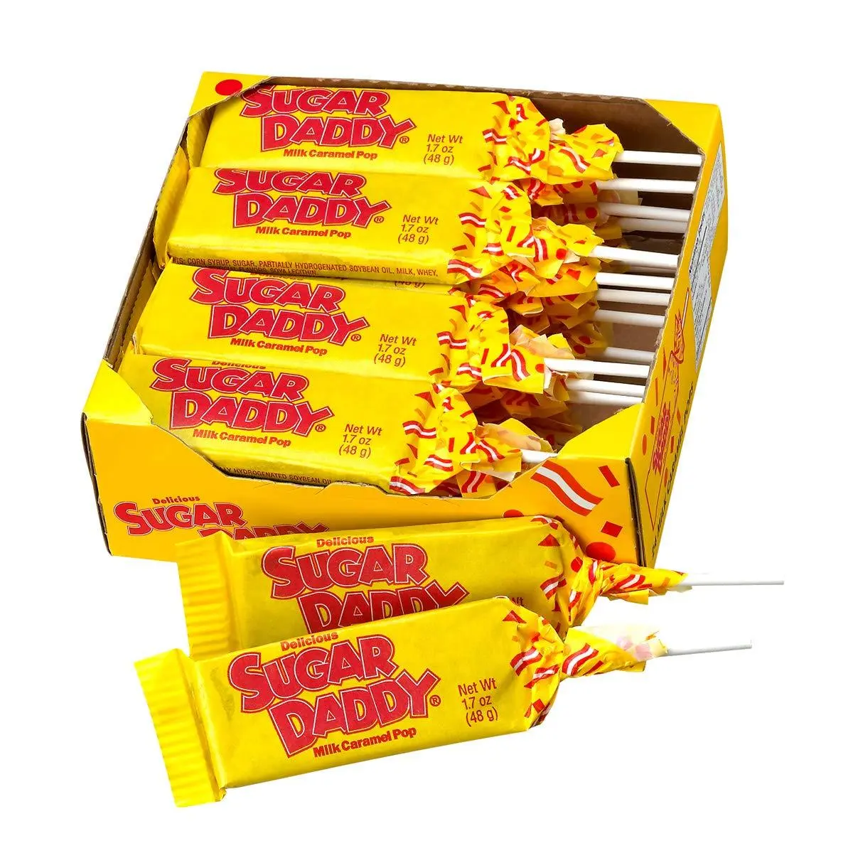 Sugar Daddy Milk Caramel Lollipop Pops 1.7oz 24 ct