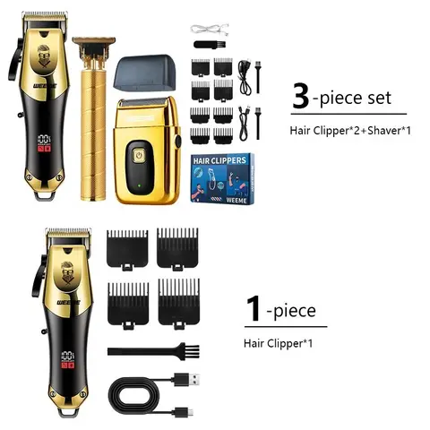 Weeme Electric Shaver Set, USB Rechargeable Trimmer, Includes Limit Comb, Lightweight Portable, Ideal for Travel and Home Use, Shaver Combo, Shaving Products