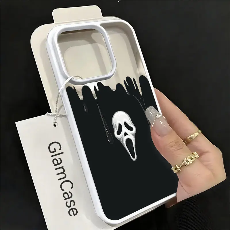 Hard Acrylic Magnetic Phone Casing with Cover - Spooky Horror White Mask Dripping Design, Anti-Fingerprint, Dual Heat Dissip., Acrylic Shell for Multiple iPhone Models (17,16,15,14,13,12,11 Plus Pro Max,A17), Iphone 17, Scratch Resistant