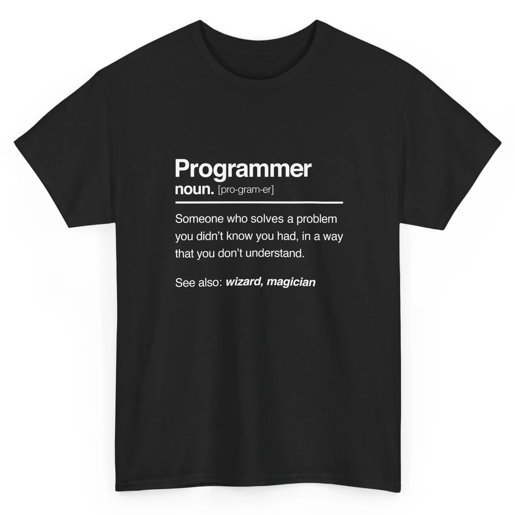 Programmer Dictionary Definition T‑Shirt, Funny Coding Nerd Text Graphic Tee, Casual Short Sleeve Top for Software Engineers & Developers