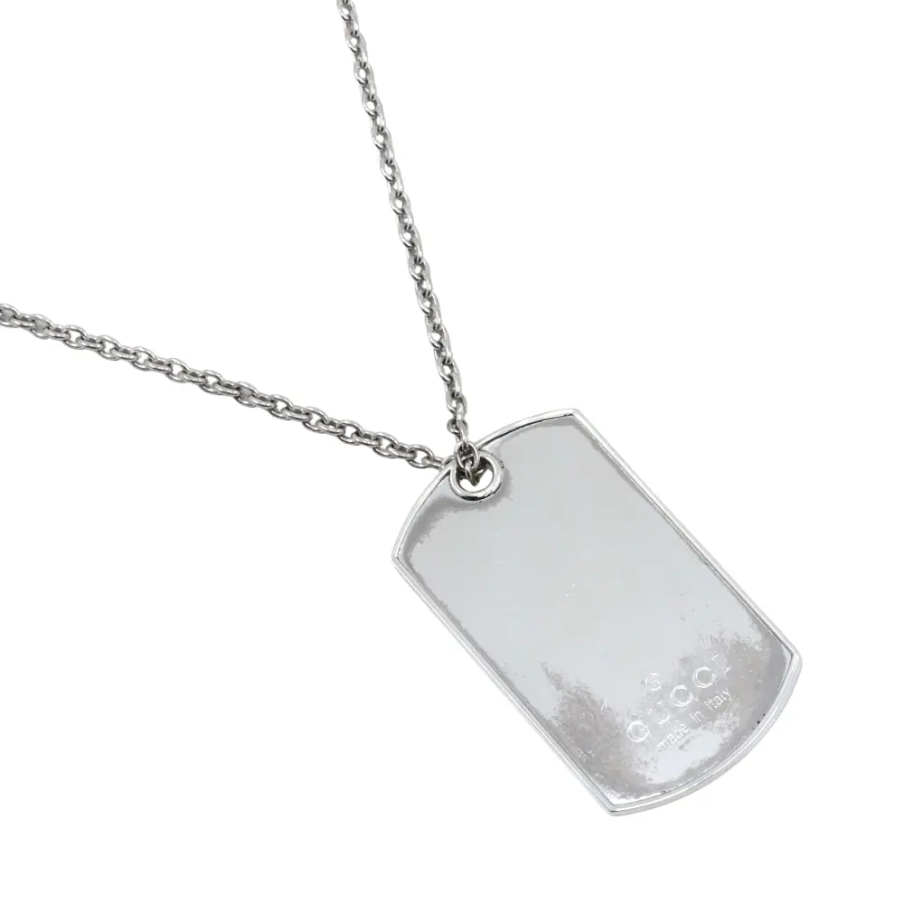 Pre-owned GUCCI Sterling Silver 925 (Ag925) Small Leather Goods Silver925 Tag Necklace