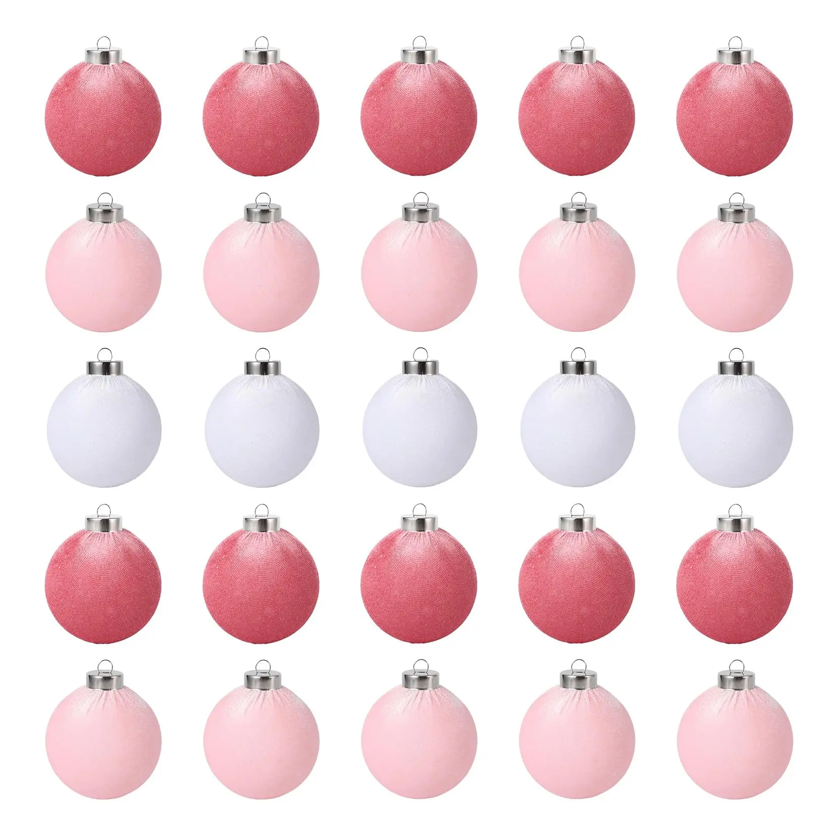 25-Pack 3.15" Pink Christmas Ball Ornaments, Flocked Plastic Balls – Xmas Hanging Decorations for Xmas Tree, Home & Holiday Party