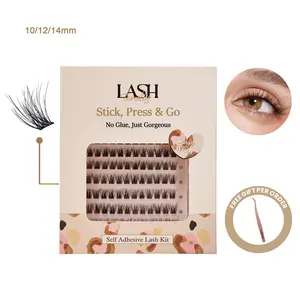 Lashterally Sassy Wispy Self-adhesive Lash Clusters Kit Pre-glued Easy Apply Easy Remove 5D Fluffy False Eyelashes 10mm/12mm/14mm 90 Eyelash Clusters Makeup Cosmetic
