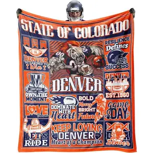 Denver Football Lover Blanket, Football Fan Style for Boy Gift, Flannel Throw Blanket for Men Travel Sofa Bed Couch