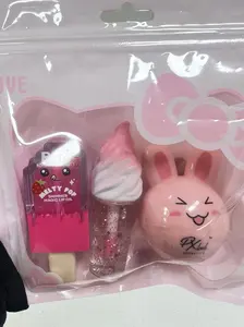 Limited Stock 3pc Lip Sets Lip Gloss with Adorable Designs for Girls and Women Featuring Cute Characters and Vibrant Colors Perfect for Makeup Christmas Stocking Stuffers