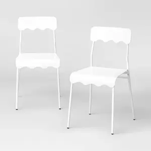 2pk Scalloped Metal Dining Chair White - Room Essentials 2pk Scalloped Metal Dining Chair White - Room Essentials