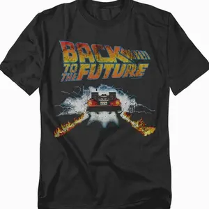 Back To The Future DeLorean Flames T-Shirt, Classic Sci Fi Movie Car Apparel, 80s Film Fan Time Travel Retro Graphic, Womenswear Menswear Comfortable Top Gift For Her Gift For Him Unisex Graphic