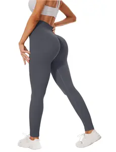 High-Waist Seamless Cropped Leggings with Pocket (Dark Gray)
