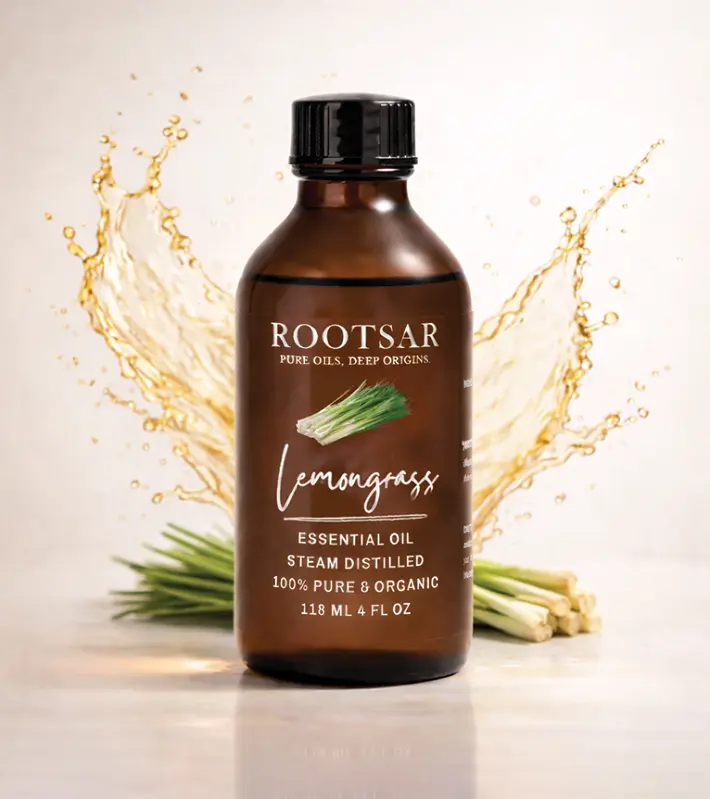 Lemongrass Essential Oil – 100% Pure Organic Lemongrass Oil, Steam Distilled, 4 FL OZ / 118 ML – Premium Essential Oil for Diffuser, Aromatherapy, Massage, Skin Care, Candle & Soap Making