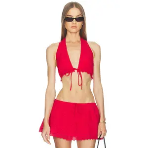 NIA x REVOLVE Eyelet Halter Top in Red