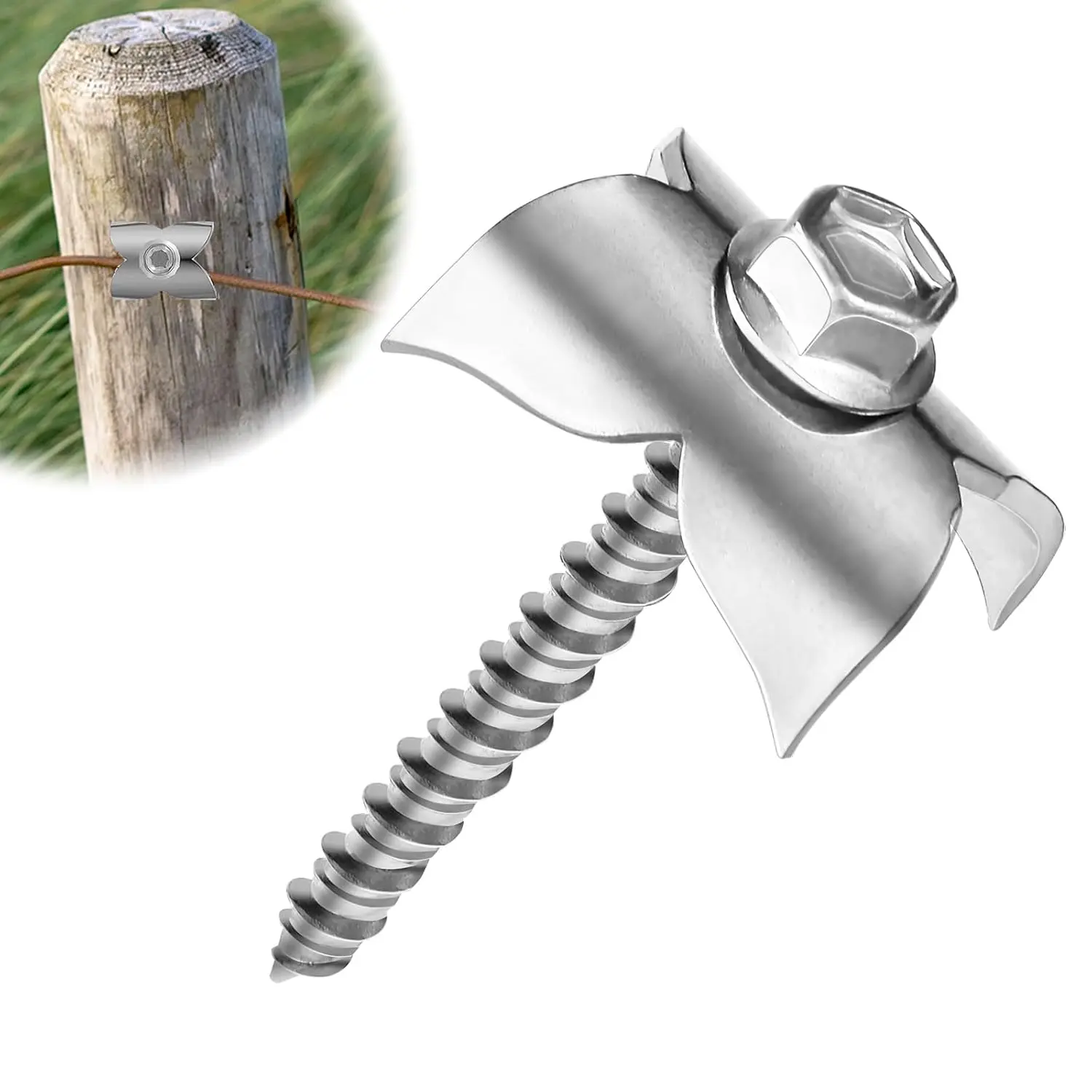 304 Stainless Steel Fence Staples, 100 count Reusable Fence Nails for Softwood, Fence Fasteners with Wire Fixer for Mesh and Woven Fencing