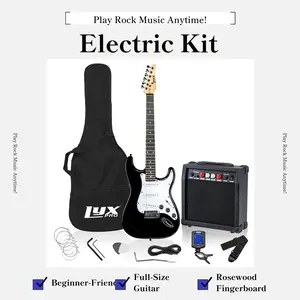 LyxPro Electric Guitar Kit 39 Inches with 20W Amp 6 Strings Picks Tremolo Bar Shoulder Strap Carry Bag & Digital Tuner for Novice Players Beginner-Friendly Setup