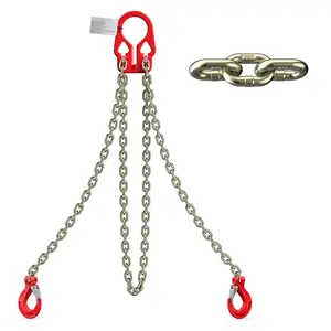 Lifting Chains with Adjuster Hooks, 5/16 Inch x 10 Ft, 7000lbs / 3.18 Tons, Heavy Duty Industrial Chain Slings for Engine Hoist with 2  Grab Hook