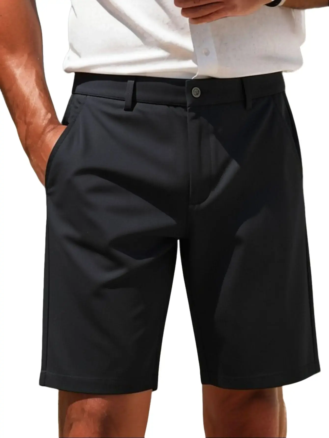 Men's Business Casual Shorts Straight Cut Knee-Length Suit Shorts Summer Mid-Length
