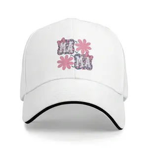 1PC Mama Floral Pink Blue Flower Sticker Baseball Cap For Women Casual Snapback Hat  Outdoor Hat, Used For Sun Protection |   Mother's Day Hat |   Holiday Hat For Mom