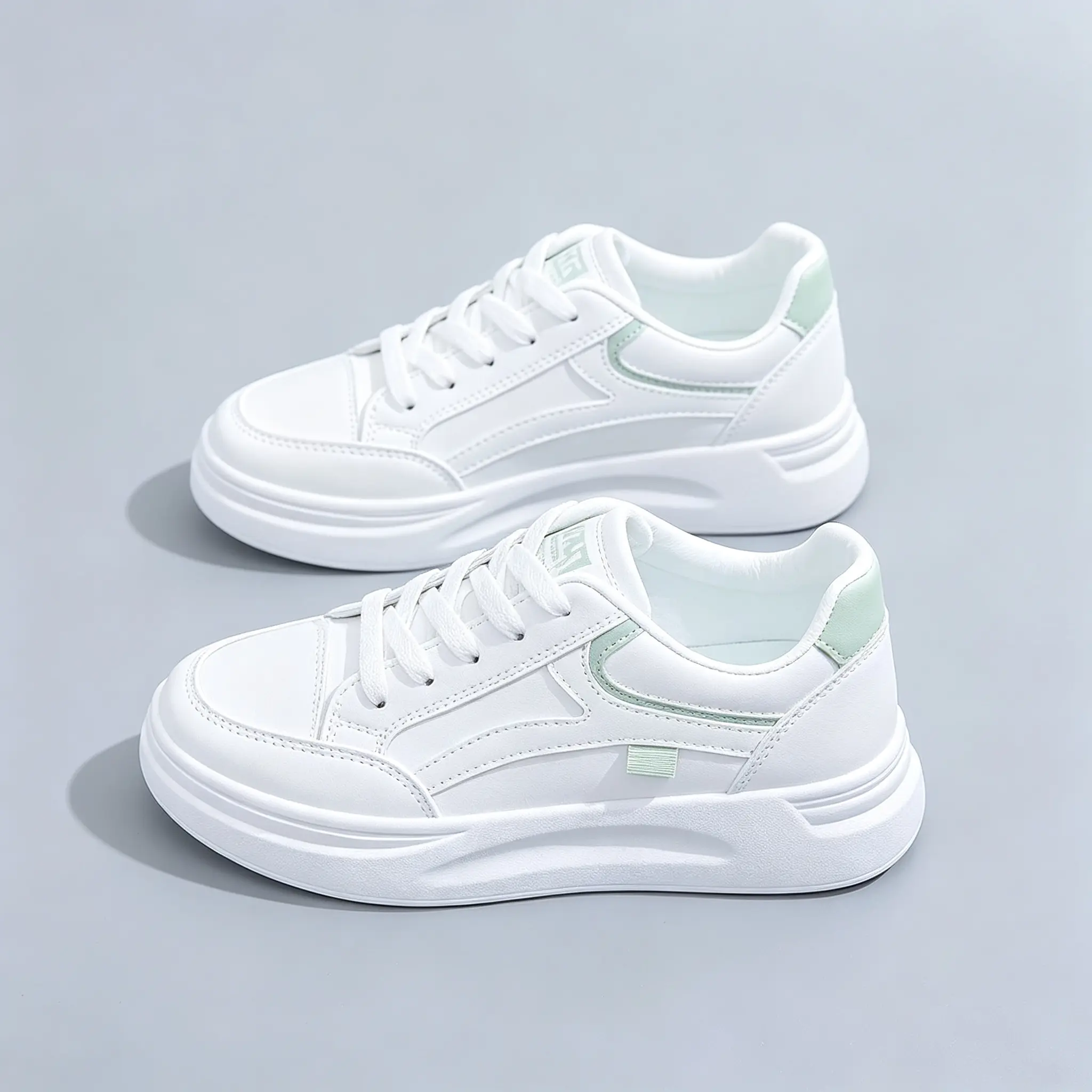 Lightweight anti-slip white sneakers for women, versatile thick-soled casual shoes for daily commuting, wearable all year round, all-match women's footwear