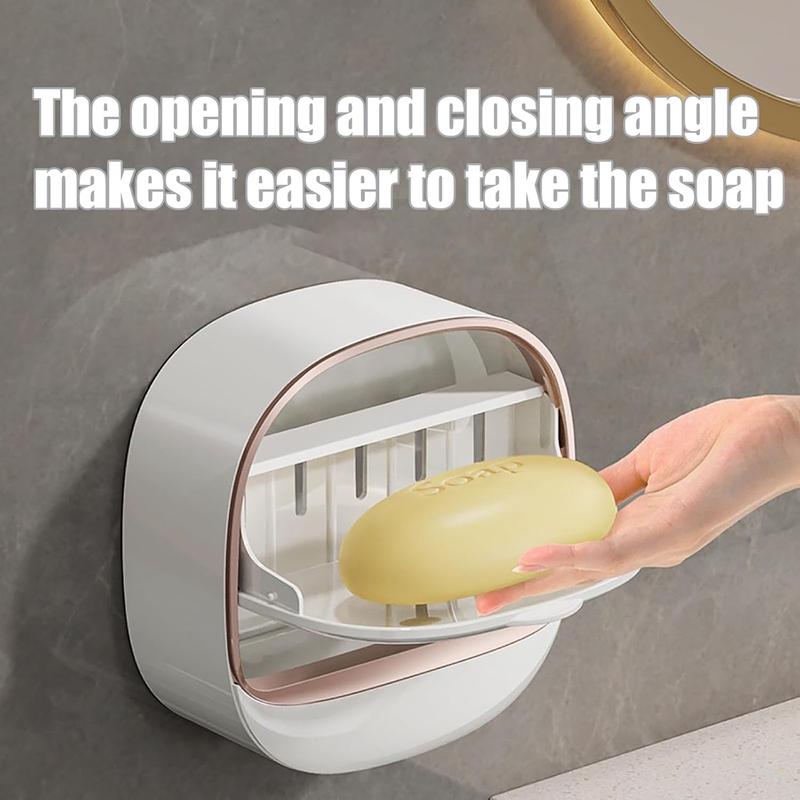 Luxury Soap Holder with Drain Tray Waterproof Soap Dish Holder Adhesive Wall Mounted for Shower Bathroom Bathtub Keeps Soap Bars Dry