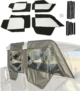 Soft Upper Door Compatible with 2017-2022 All Can-Am Defender Max-4 Models Top Enclosure Rollable Window Door Soft Cab Doors Side by Side Accessories Sailcloth Vinyl Plastic