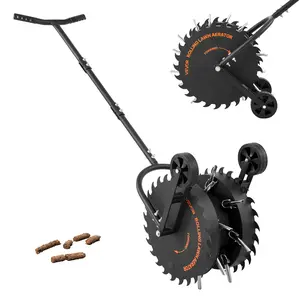 【Father's Day Gift】VEVOR Manual Steel Lawn Core Aerator, 16.6 in Anti-Clog Tine Roller, Heavy-Duty Rust-Resistant Tool for Compacted Garden Soil Loosening Deep Aeration, Anti-Clog Tines
