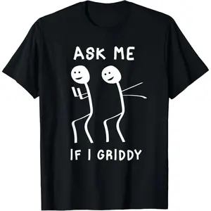 Men's Ask Me If I Griddy Funny Humorous Griddy Dance T-Shirt Streetwear Menswear Fitted Short Sleeve Crew Neck Summer Casual