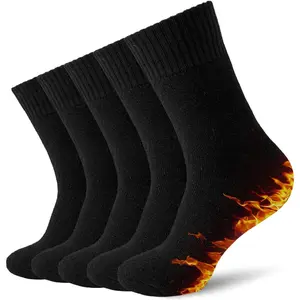 5 Pairs Wool Socks Mens Thick Thermal Winter Boot Socks for Men Warm Hiking Super Soft Cozy Adults Winter Socks