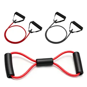 Assorted Resistance Bands with Handles, Including 8-Shaped and Straight Tube Exercise Bands, Foam Grip Fitness Tubes in Multi-Colors