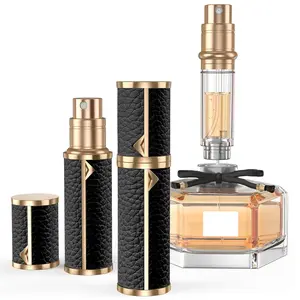 Perfume Travel Refillable Bottle, Bottom-Filling Fragrances Perfume Atomizer,Mini Cologne Dispenser,Portable Sprayer Pocket Size for Cruise  Trip Purse  5ml (Black)
