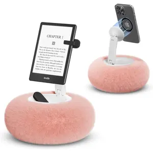 Adjustable Magnetic Pillow Cellphone Stand – Soft Lap, Bed & Desk Holder with Bowl Base and Suction Cup, Compatible with 3.5–7'' Devices (iPhone, Kindle, E-Readers) – Pink, Green Smartphone Cellphone Mount