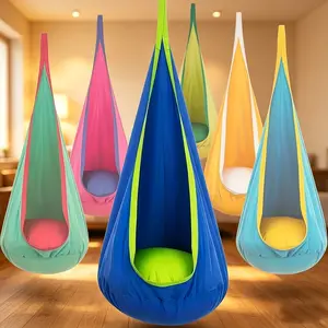 Premium Woven Nylon Hammock Chair – Indoor/Outdoor Hanging Seat with Inflatable Pillow, Cylinder Mount & Storage Bag | Heavy-Duty Swing Chair for Patio, Bedroom & Balcony Relaxation