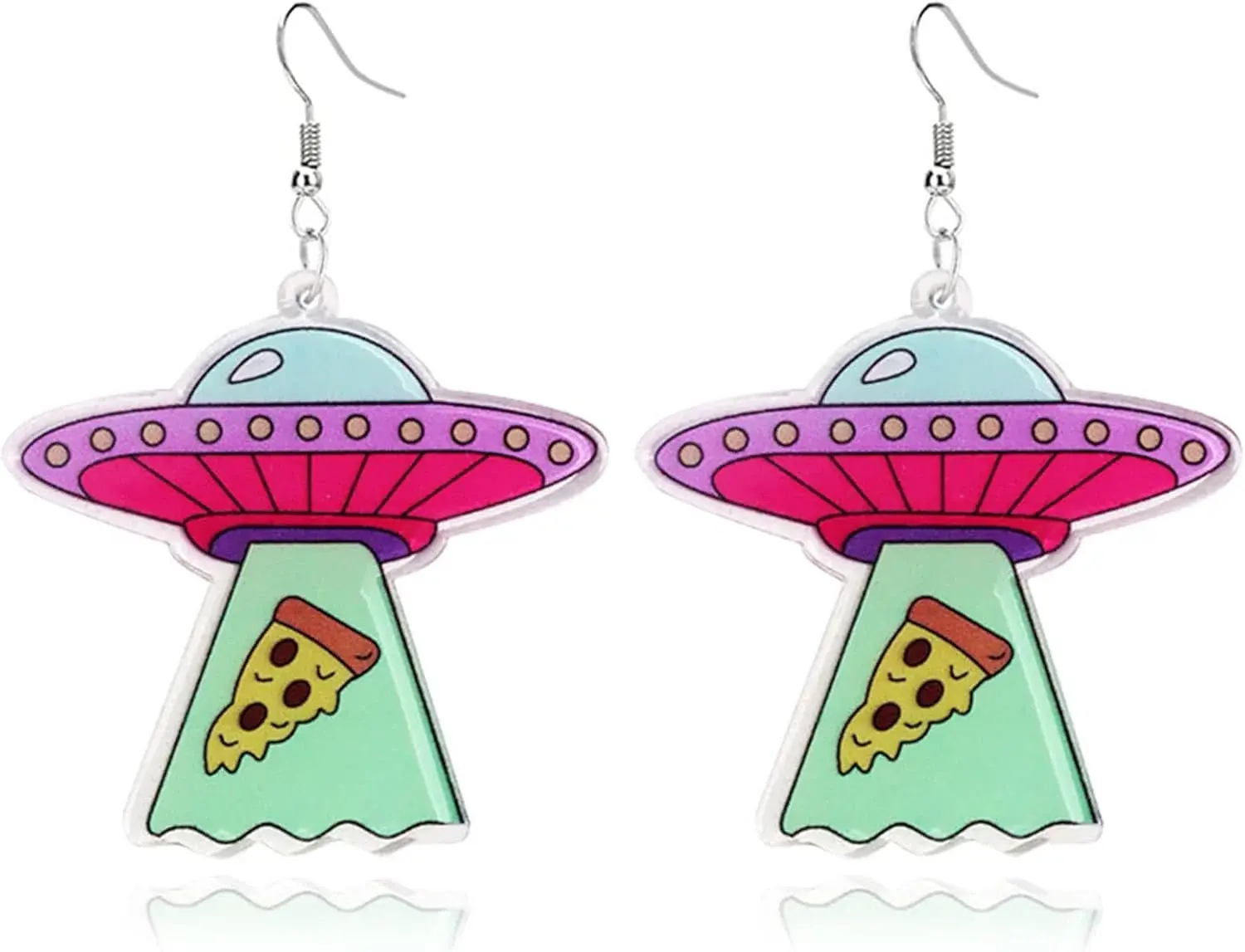 Halloween Acrylic Alien Earrings Funny Cartoon Alien Earrings Cute UFO Space Airship Earrings Novelty Aliens Dangle Earrings for Women Statement Earrings Halloween Party Costume Jewelry