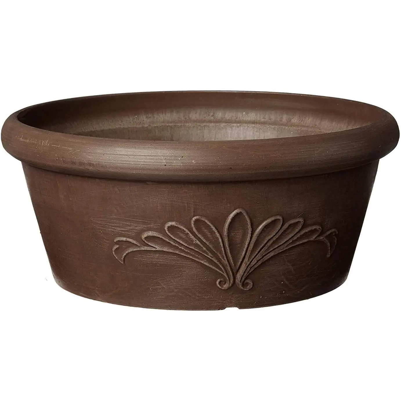 Shallow Bulb Pan Planter Dish Low Bowl for Succulents, Bonsai, Fairy Gardens, Herbs, 12-inch, Chocolate.
